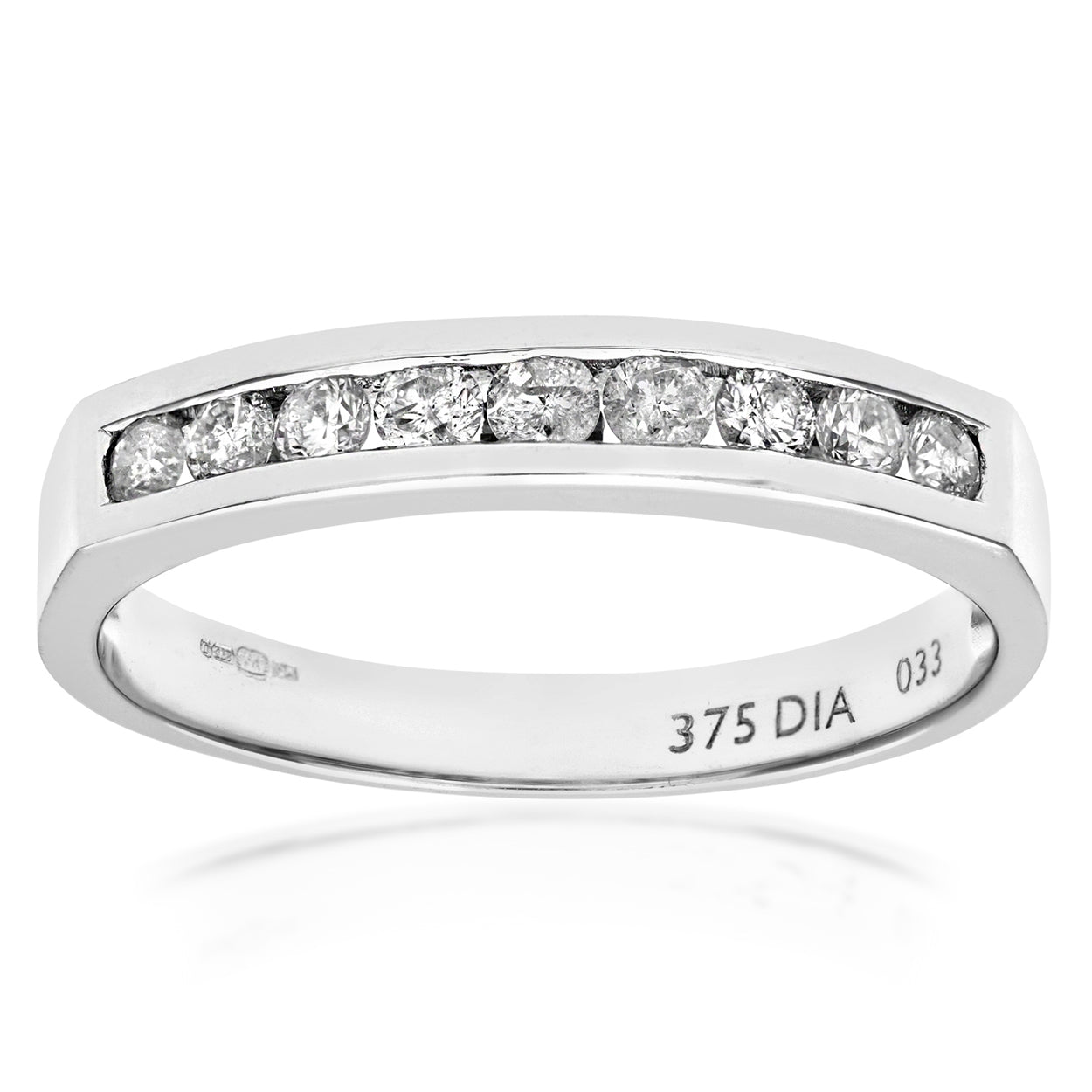 9ct White Gold  1/3ct Diamond 9 Stone Channel Eternity Ring 2.5mm - PR0AXL3700W