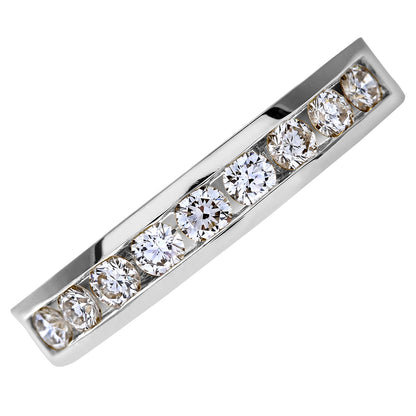 Platinum  1/2ct Diamond 9 Stone Channel Set Half Eternity Ring 3mm - PR0AXL3701PTHSI