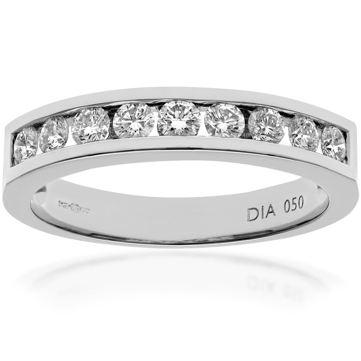 Platinum  1/2ct Diamond 9 Stone Channel Set Half Eternity Ring 3mm - PR0AXL3701PTHSI