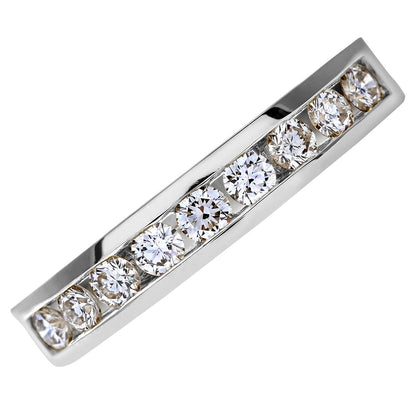 Platinum  1/2ct Diamond 9 Stone Channel Set Half Eternity Ring 3mm - PR0AXL3701PTJPK