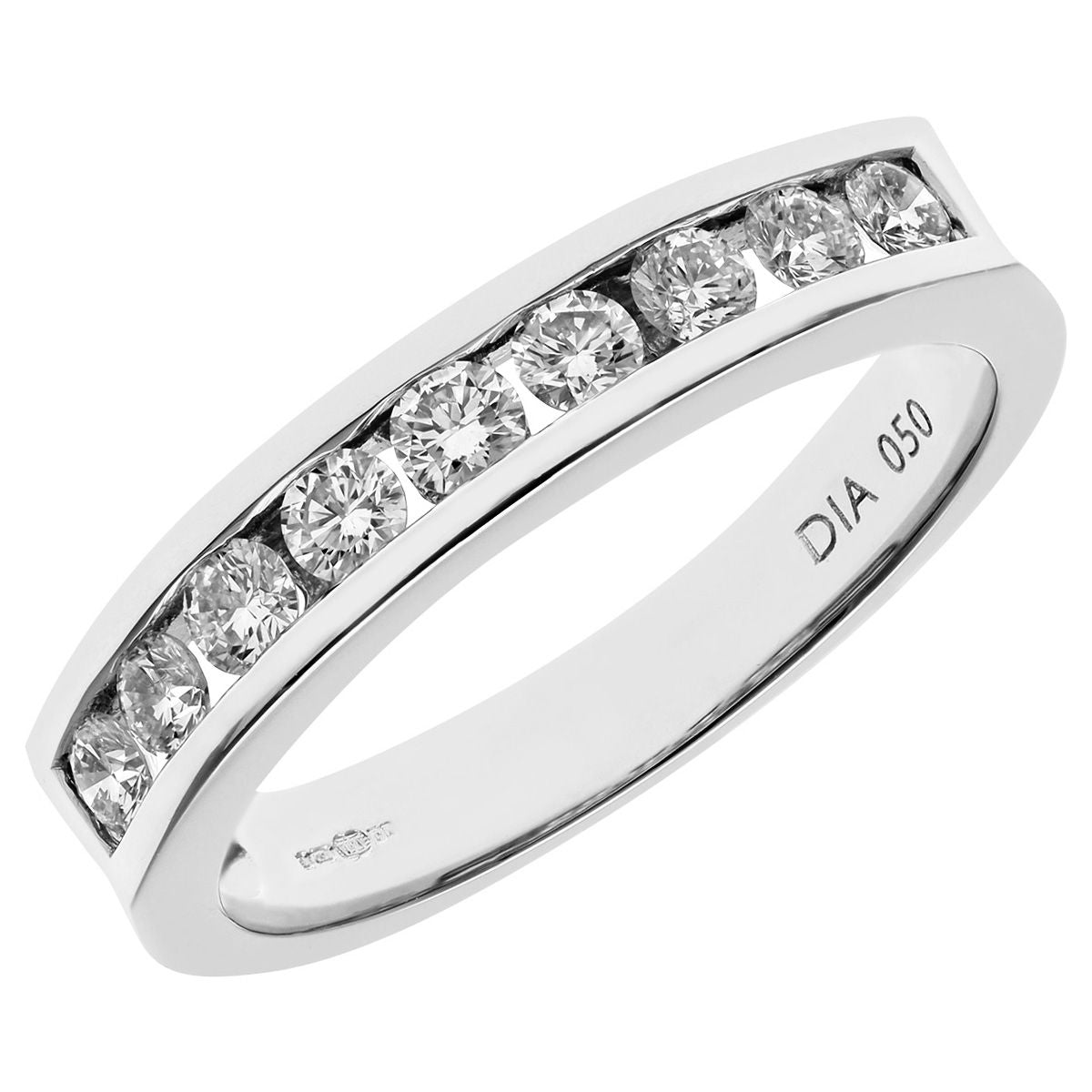 18ct White Gold  1/2ct Diamond 9 Stone Channel Eternity Ring 3mm - PR0AXL3701W18JPK