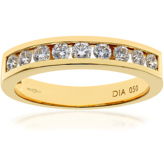 18ct Gold  1/2ct Diamond 9 Stone Channel Set Eternity Ring 3mm - PR0AXL3701Y18HSI