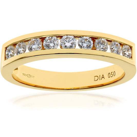 18ct Gold  1/2ct Diamond 9 Stone Channel Set Eternity Ring 3mm - PR0AXL3701Y18JPK
