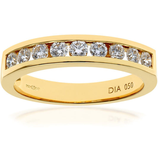 18ct Gold  1/2ct Diamond 9 Stone Channel Set Eternity Ring 3mm - PR0AXL3701Y18JPK