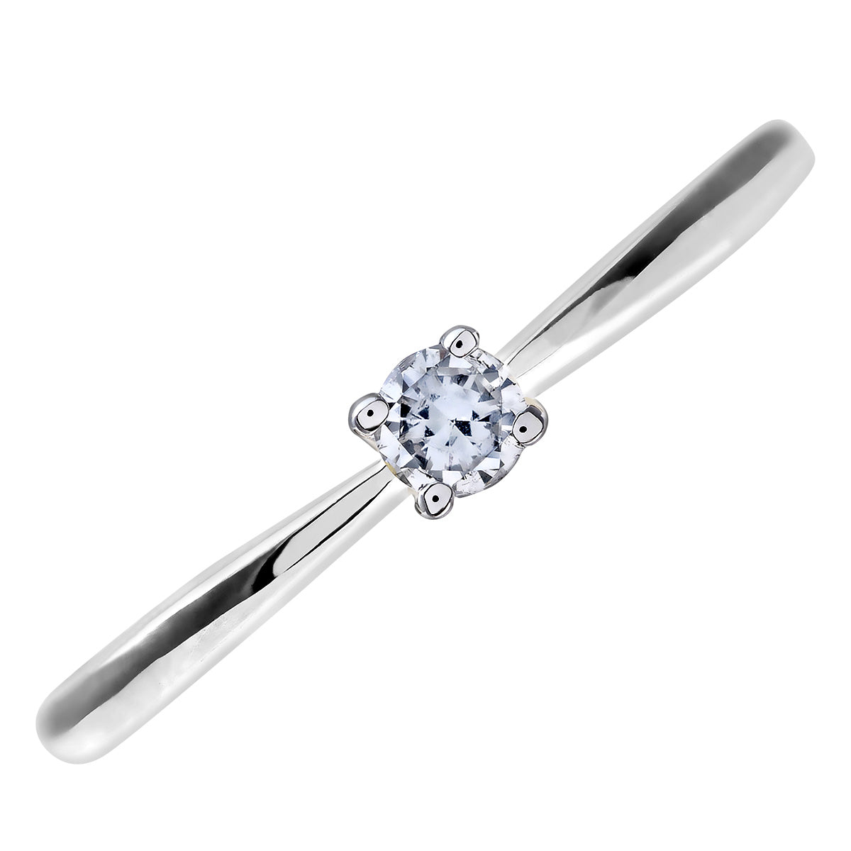 9ct White Gold  10pts Diamond 4 Claw Solitaire Engagement Ring - PR0AXL4304W9JPK