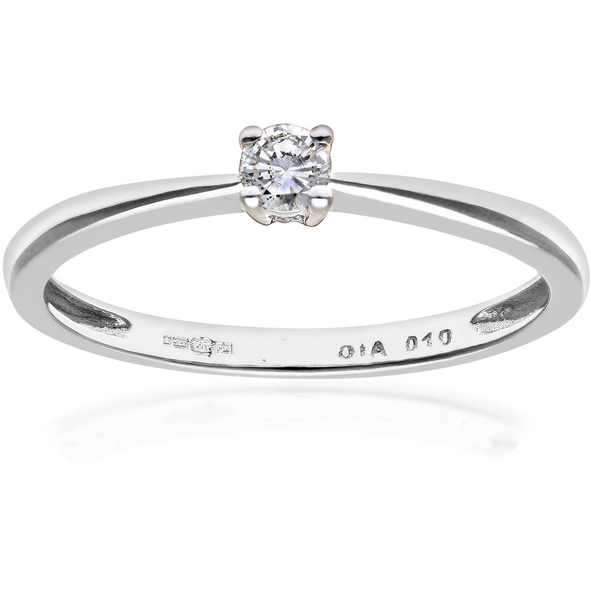 9ct White Gold  10pts Diamond 4 Claw Solitaire Engagement Ring - PR0AXL4304W9JPK