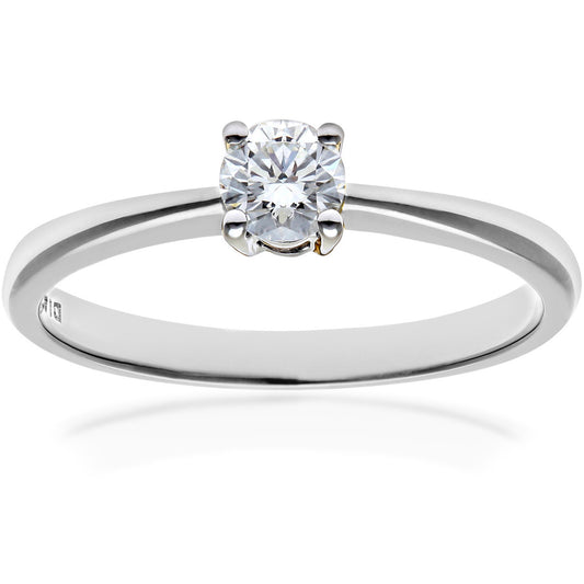 18ct White Gold  1/4ct Diamond 4 Claw Solitaire Engagement Ring - PR0AXL4305W18JPK