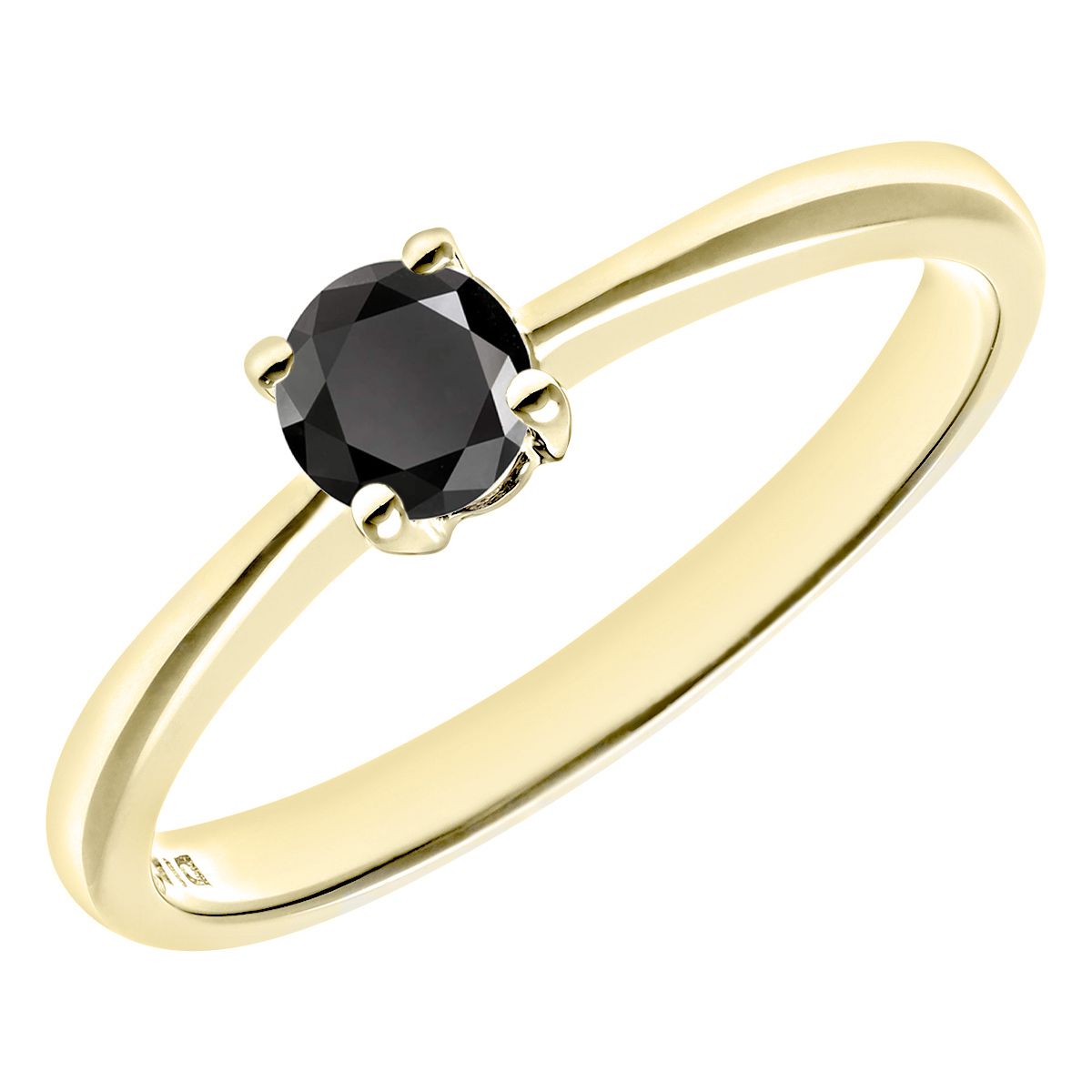 18ct Gold  Round 1/4ct Diamond 4 Claw Solitaire Engagement Ring - PR0AXL4305Y18BLK