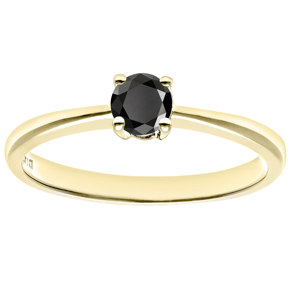 18ct Gold  Round 1/4ct Diamond 4 Claw Solitaire Engagement Ring - PR0AXL4305Y18BLK
