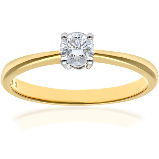 18ct Gold  Round 1/4ct Diamond 4 Claw Solitaire Engagement Ring - PR0AXL4305Y18HSI