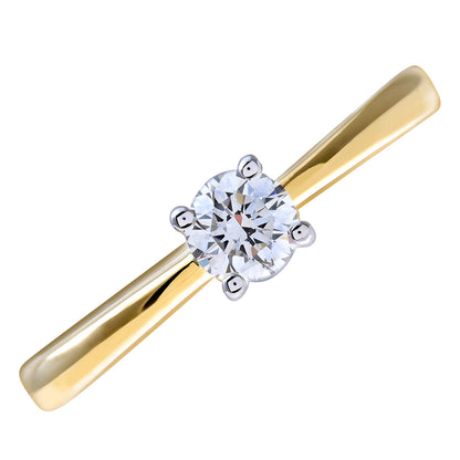 18ct Gold  Round 1/4ct Diamond 4 Claw Solitaire Engagement Ring - PR0AXL4305Y18JPK