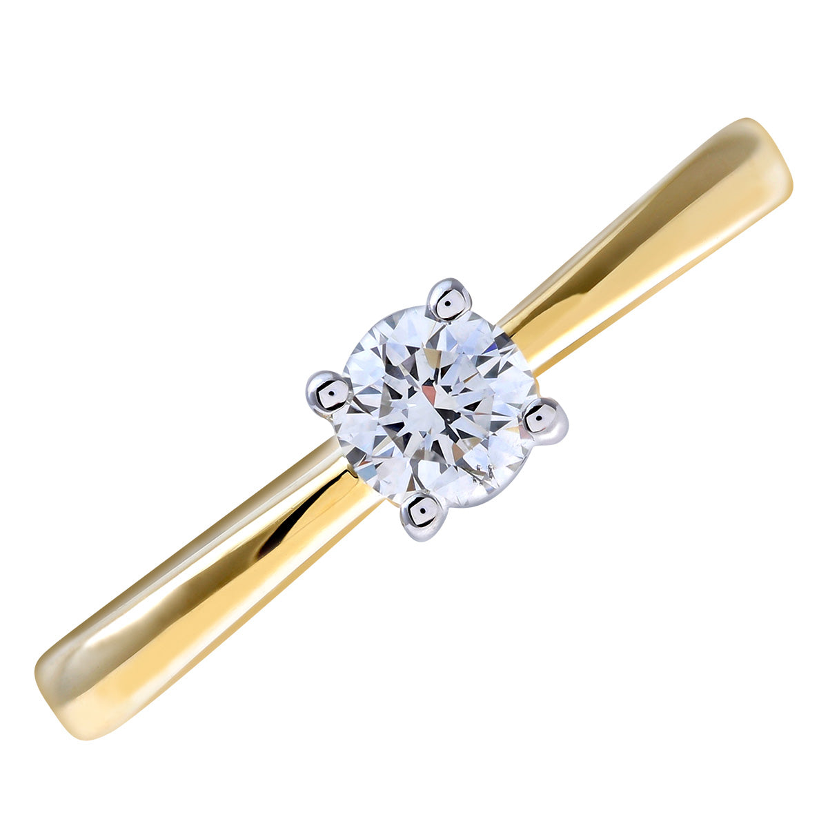 9ct Gold  Round 1/4ct Diamond 4 Claw Solitaire Engagement Ring - PR0AXL4305Y9JPK