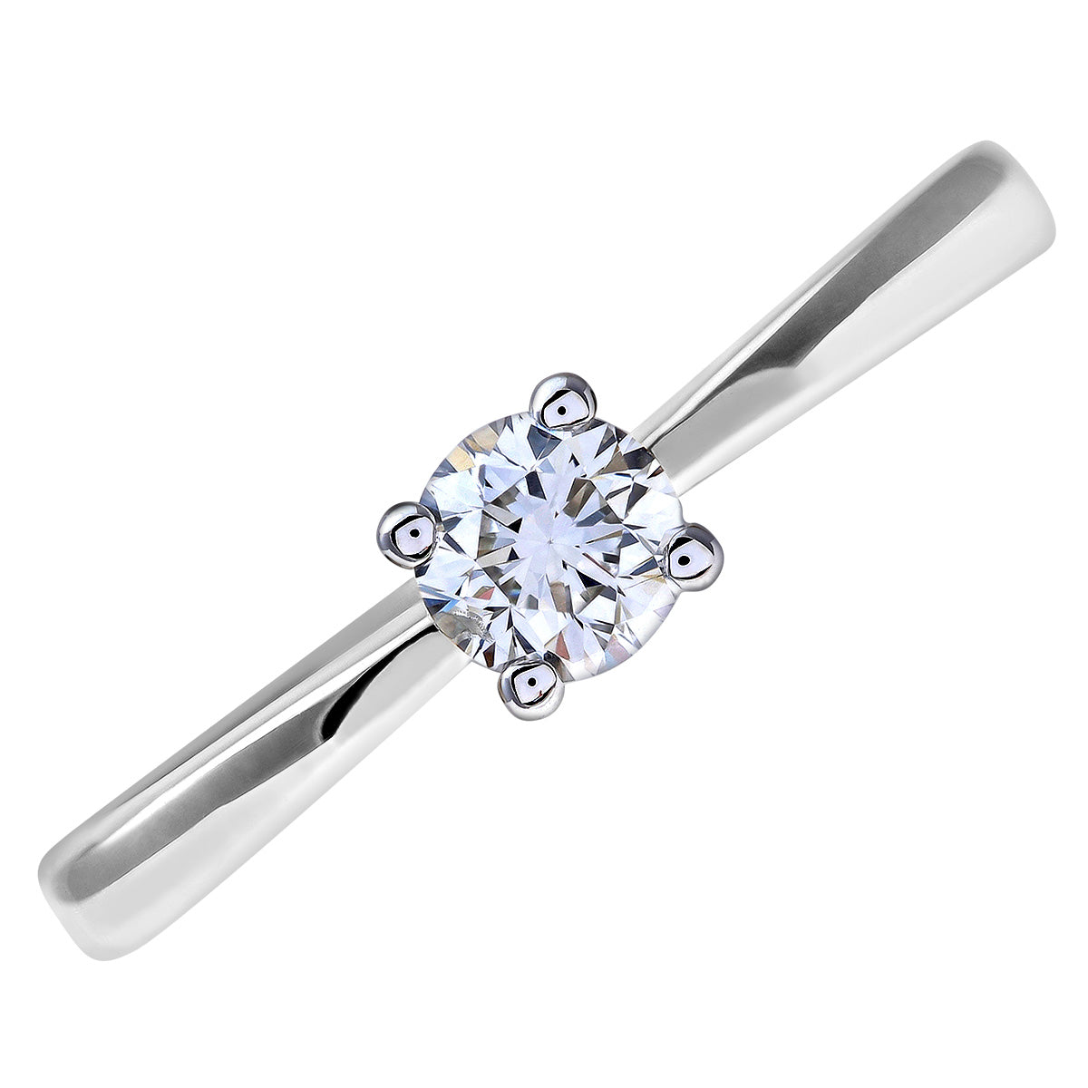 18ct White Gold  1/3ct Diamond 4 Claw Solitaire Engagement Ring - PR0AXL4306W18HSI