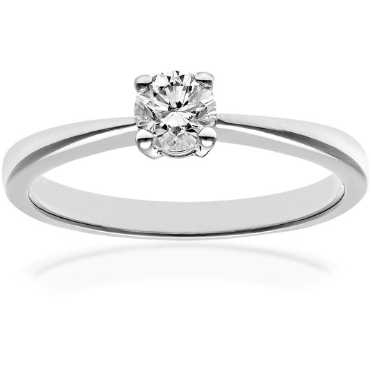 18ct White Gold  1/3ct Diamond 4 Claw Solitaire Engagement Ring - PR0AXL4306W18HSI