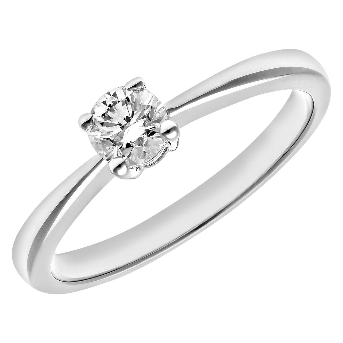 18ct White Gold  1/3ct Diamond 4 Claw Solitaire Engagement Ring - PR0AXL4306W18JPK