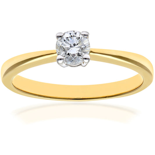 18ct Gold  Round 1/3ct Diamond 4 Claw Solitaire Engagement Ring - PR0AXL4306Y18HSI