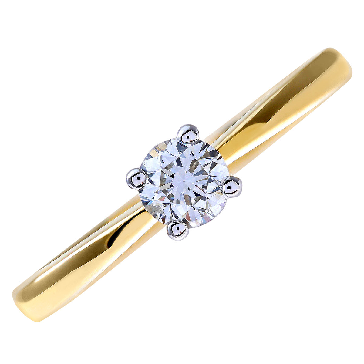 18ct Gold  Round 1/3ct Diamond 4 Claw Solitaire Engagement Ring - PR0AXL4306Y18JPK