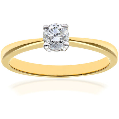 18ct Gold  Round 1/3ct Diamond 4 Claw Solitaire Engagement Ring - PR0AXL4306Y18JPK