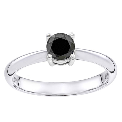 18ct White Gold  1/2ct Diamond 4 Claw Solitaire Engagement Ring - PR0AXL4307W18BLK