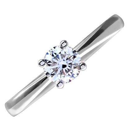 18ct White Gold  1/2ct Diamond 4 Claw Solitaire Engagement Ring - PR0AXL4307W18HSI