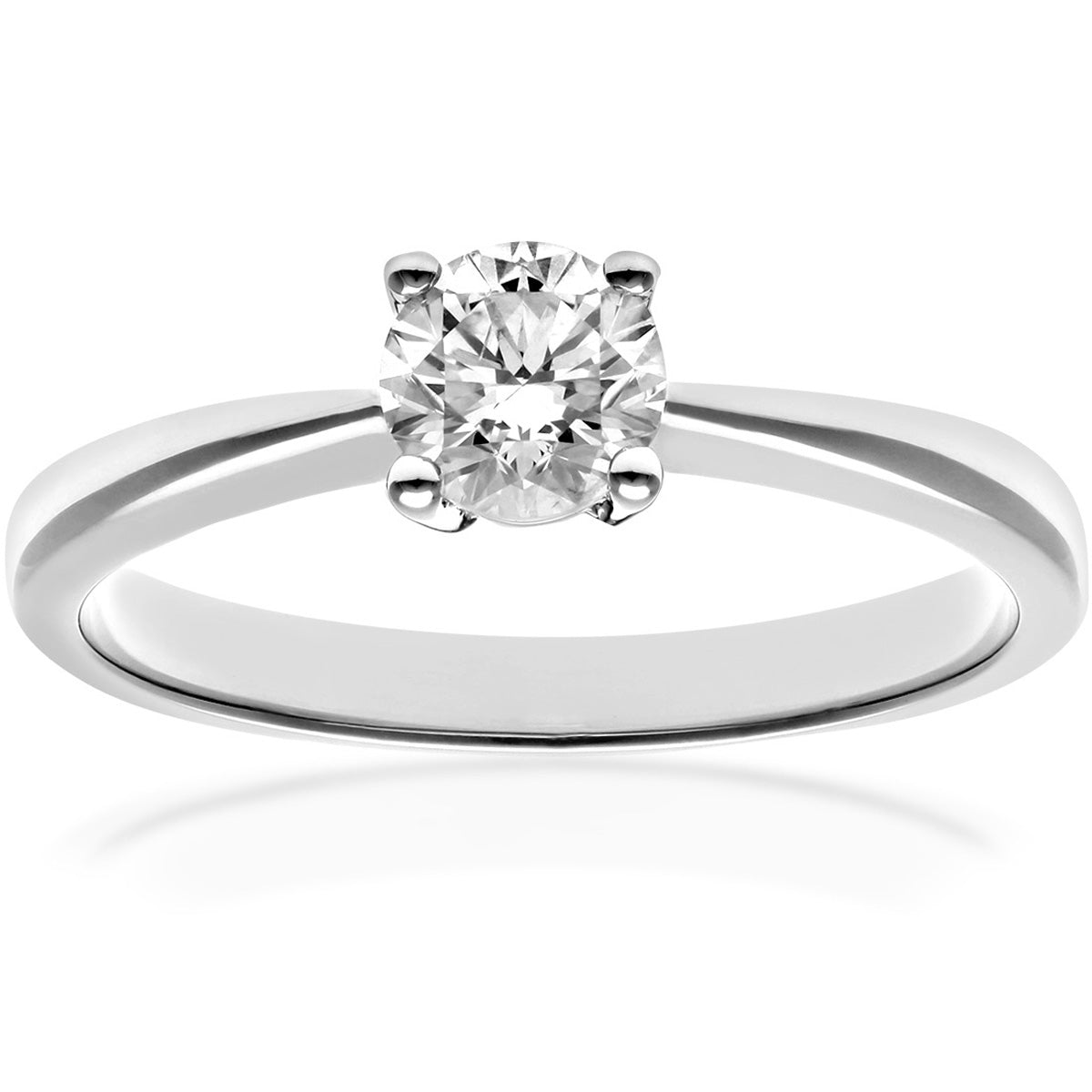 18ct White Gold  1/2ct Diamond 4 Claw Solitaire Engagement Ring - PR0AXL4307W18HSI