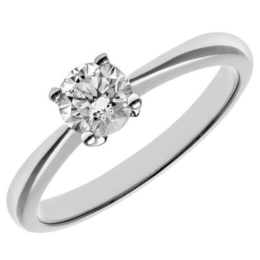 18ct White Gold  1/2ct Diamond 4 Claw Solitaire Engagement Ring - PR0AXL4307W18JPK