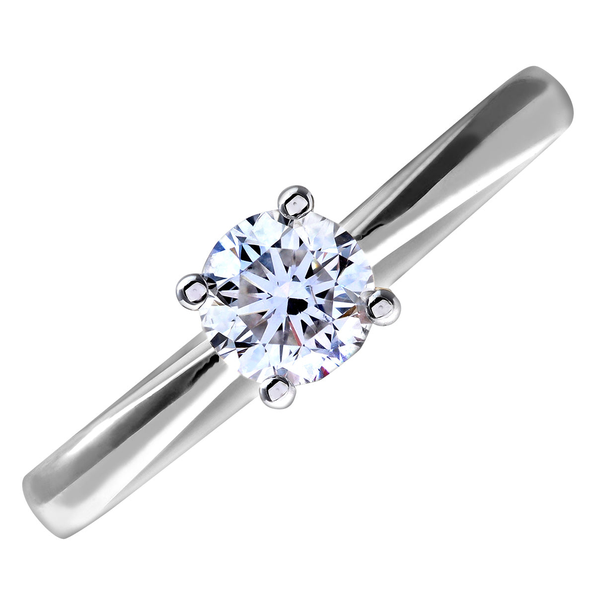 18ct White Gold  1/2ct Diamond 4 Claw Solitaire Engagement Ring - PR0AXL4307W18JPK