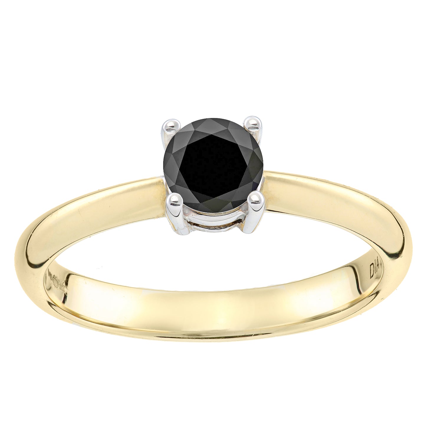 18ct Gold  Round 1/2ct Diamond 4 Claw Solitaire Engagement Ring - PR0AXL4307Y18BLK