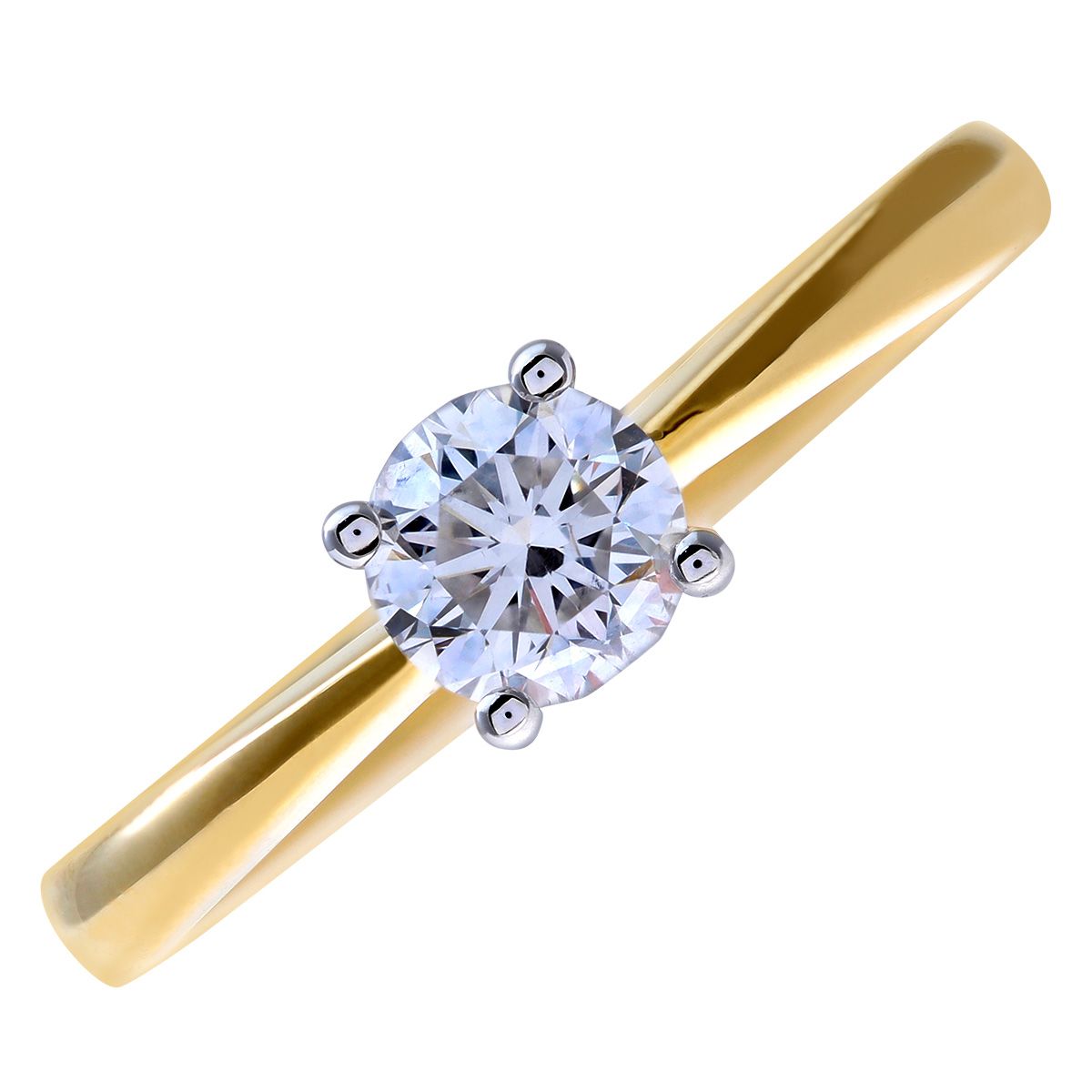 18ct Gold  Round 1/2ct Diamond 4 Claw Solitaire Engagement Ring - PR0AXL4307Y18HSI