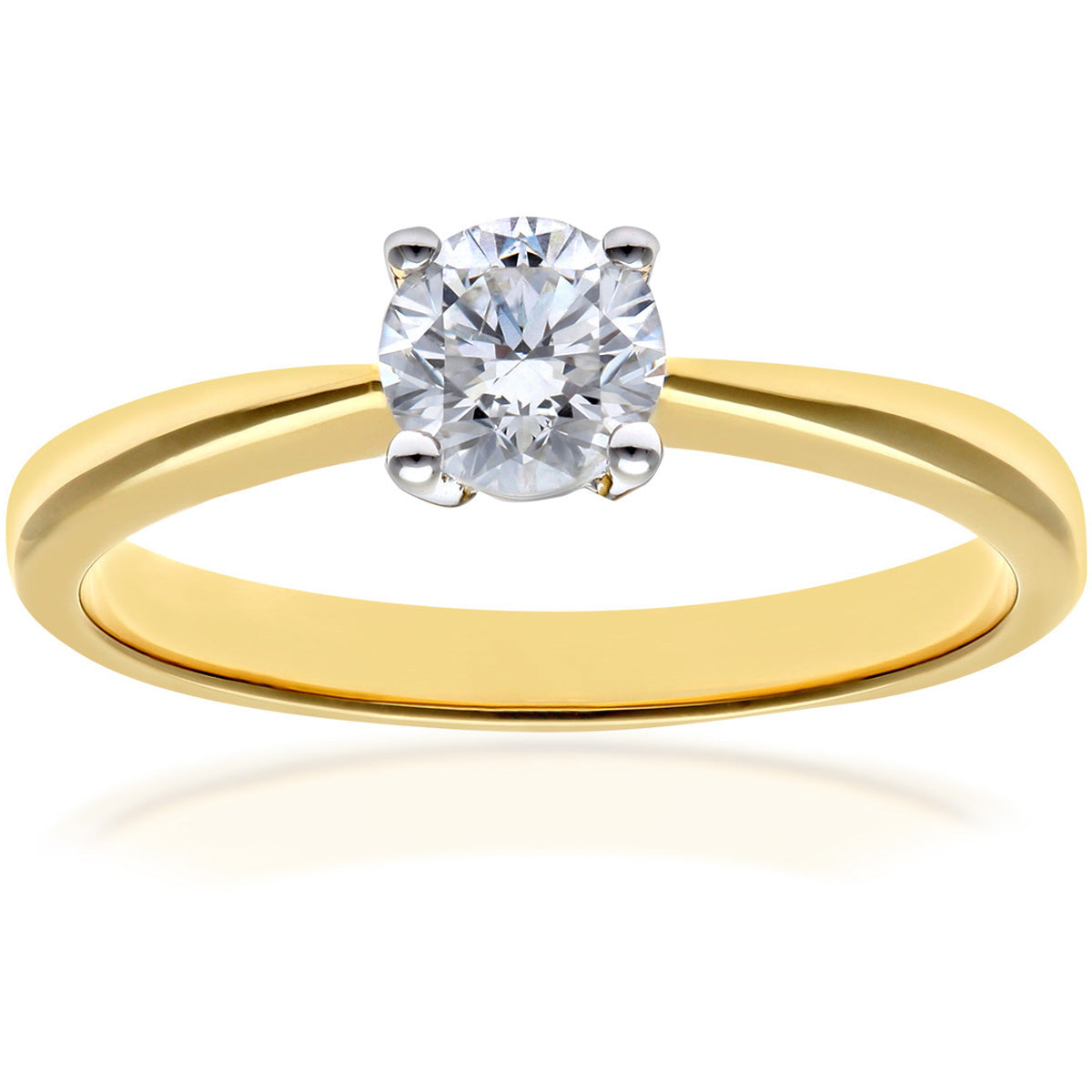 18ct Gold  Round 1/2ct Diamond 4 Claw Solitaire Engagement Ring - PR0AXL4307Y18HSI
