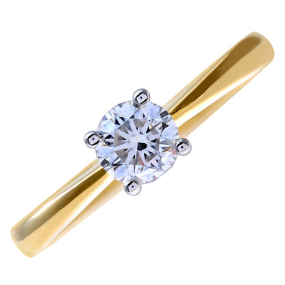 18ct Gold  Round 1/2ct Diamond 4 Claw Solitaire Engagement Ring - PR0AXL4307Y18JPK