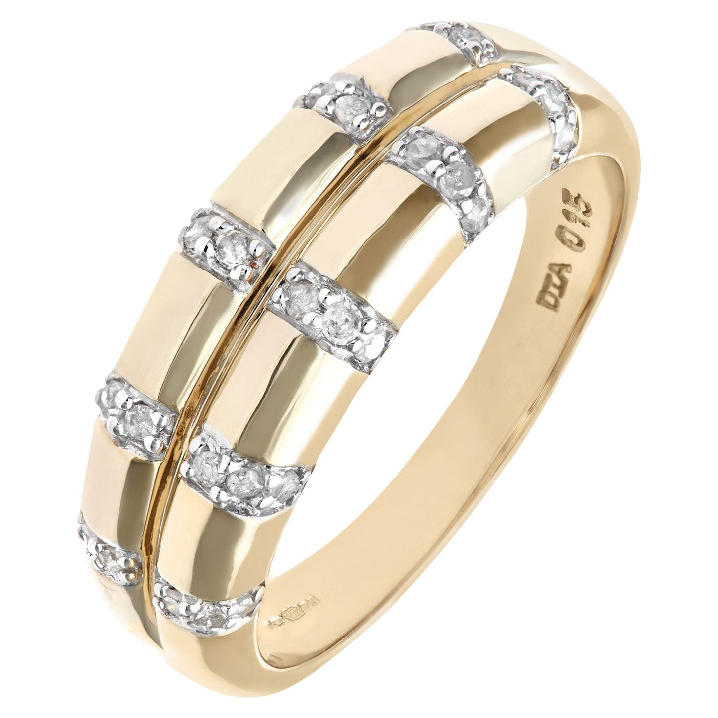 9ct Gold  Round 15pts Diamond Split Band Column Wedding Ring 3mm - PR0AXL4667Y
