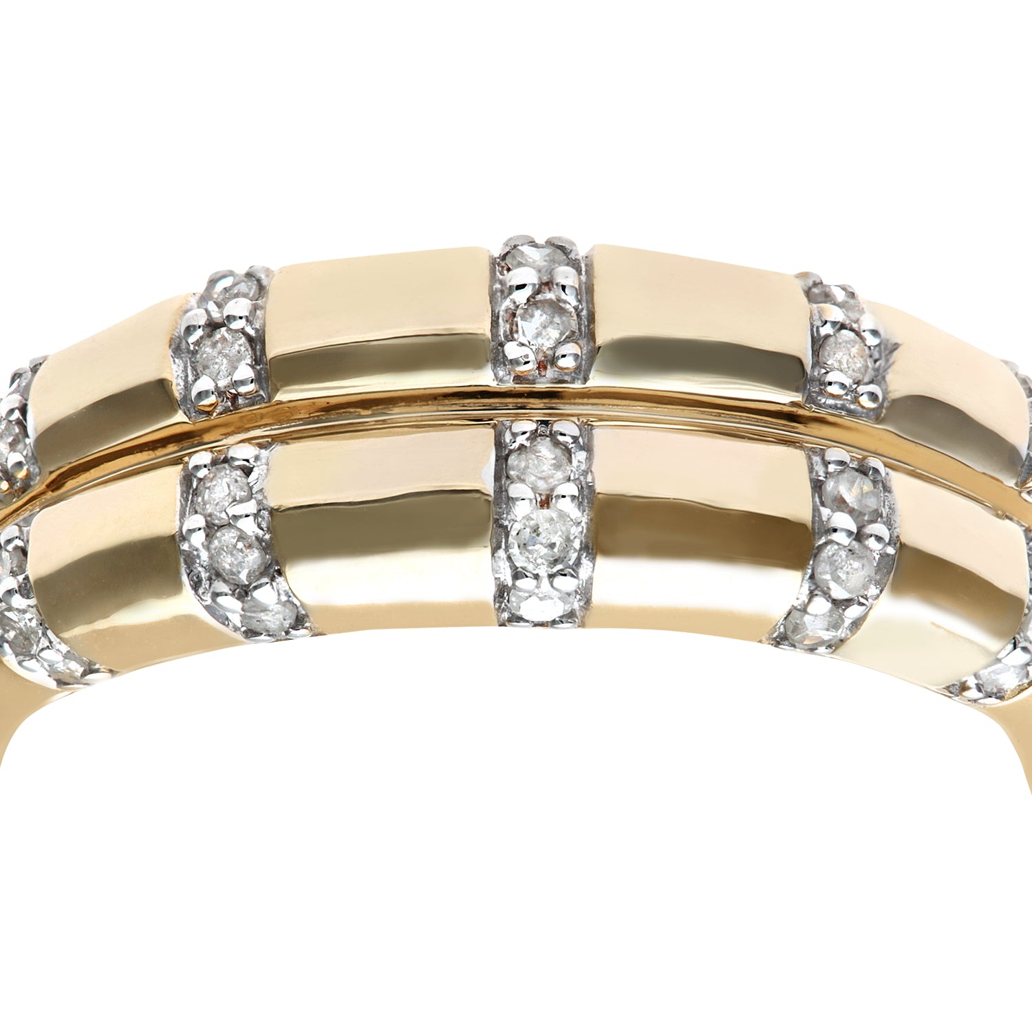9ct Gold  Round 15pts Diamond Split Band Column Wedding Ring 3mm - PR0AXL4667Y