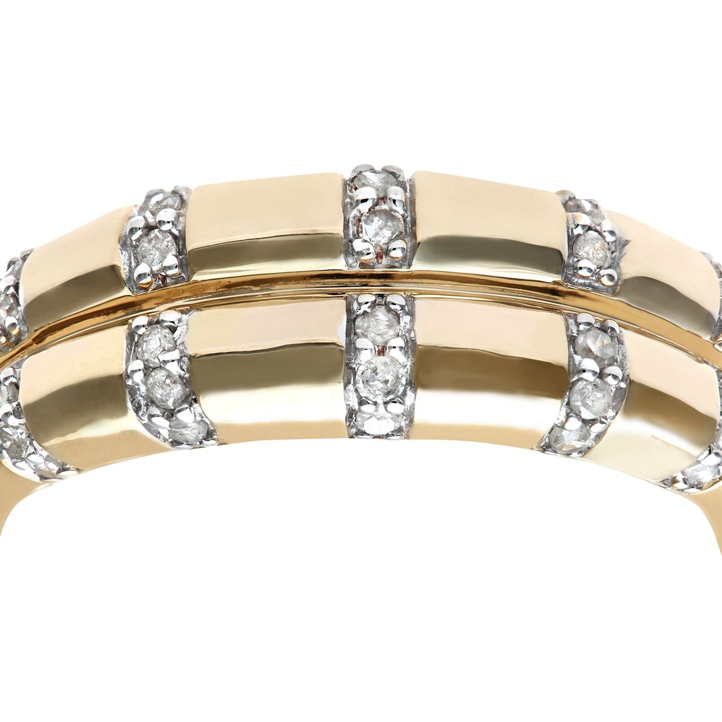 9ct Gold  Round 15pts Diamond Split Band Column Wedding Ring 3mm - PR0AXL4667Y