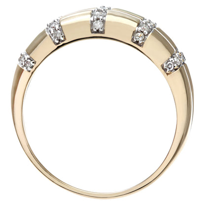 9ct Gold  Round 15pts Diamond Split Band Column Wedding Ring 3mm - PR0AXL4667Y
