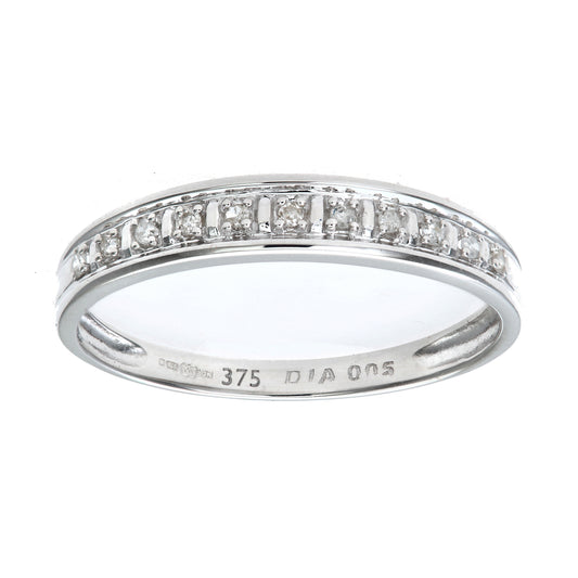 9ct White Gold  Diamond 11 Stone Column Bars Eternity Ring 1.5mm - PR0AXL4668W