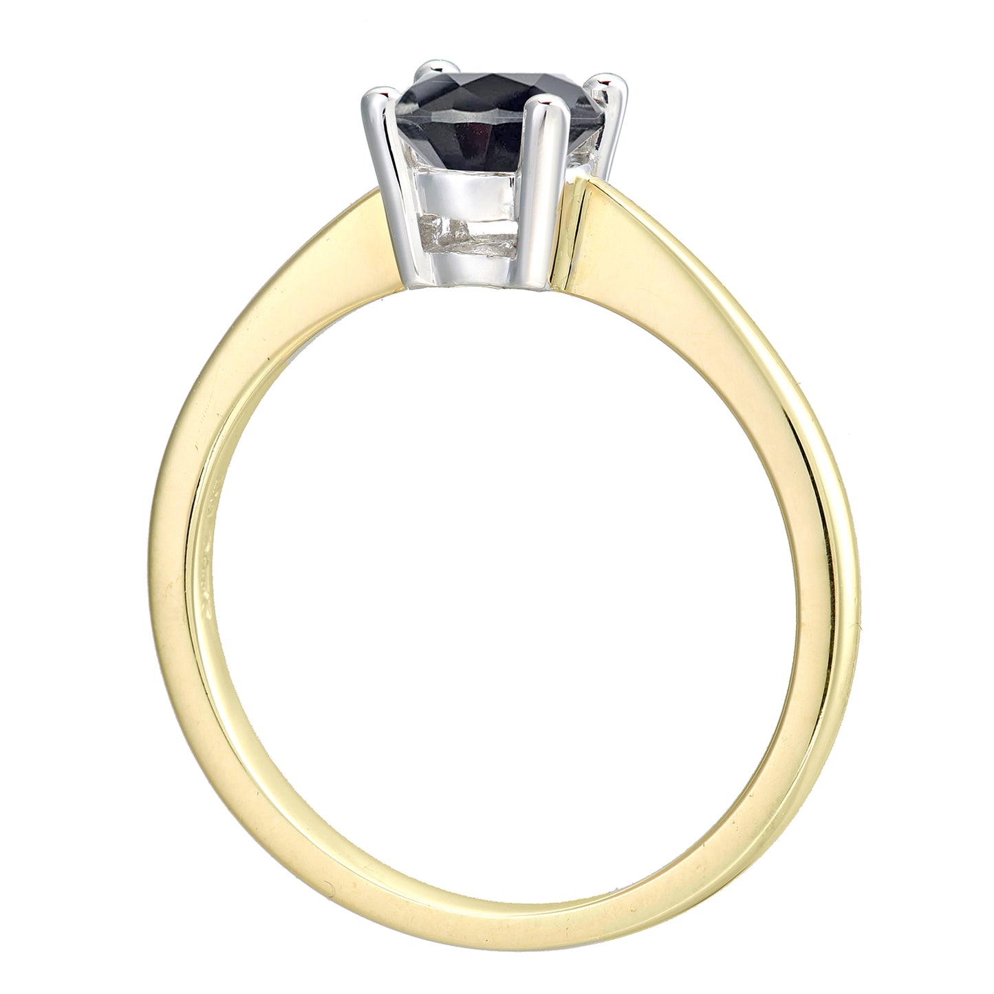 18ct Gold  Round 1ct Diamond 4 Claw Solitaire Engagement Ring - PR0AXL4689Y18BLK
