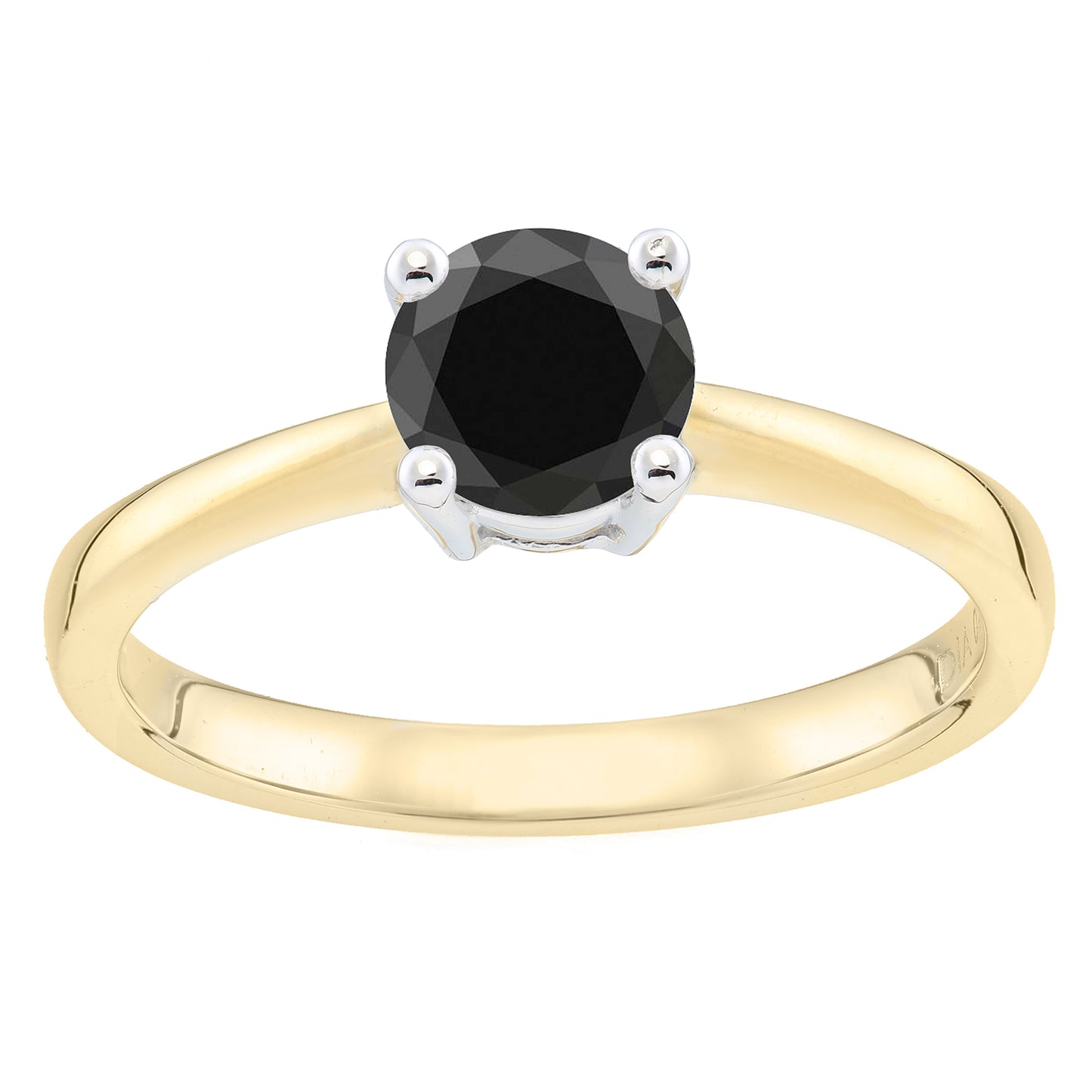 18ct Gold  Round 1ct Diamond 4 Claw Solitaire Engagement Ring - PR0AXL4689Y18BLK