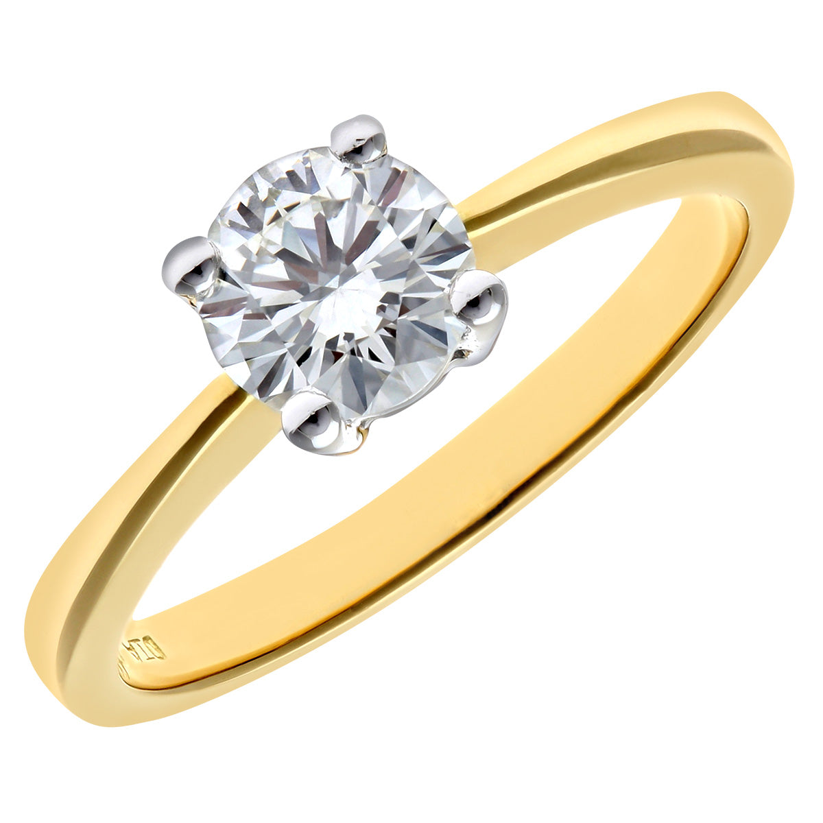 18ct Gold  Round 3/4ct Diamond 4 Claw Solitaire Engagement Ring - PR0AXL4689Y18HSI