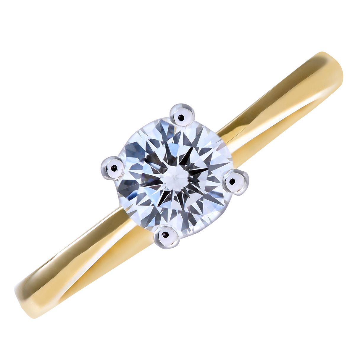 18ct Gold  Round 3/4ct Diamond 4 Claw Solitaire Engagement Ring - PR0AXL4689Y18JPK