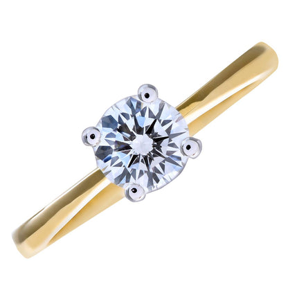 18ct Gold  Round 3/4ct Diamond 4 Claw Solitaire Engagement Ring - PR0AXL4689Y18JPK