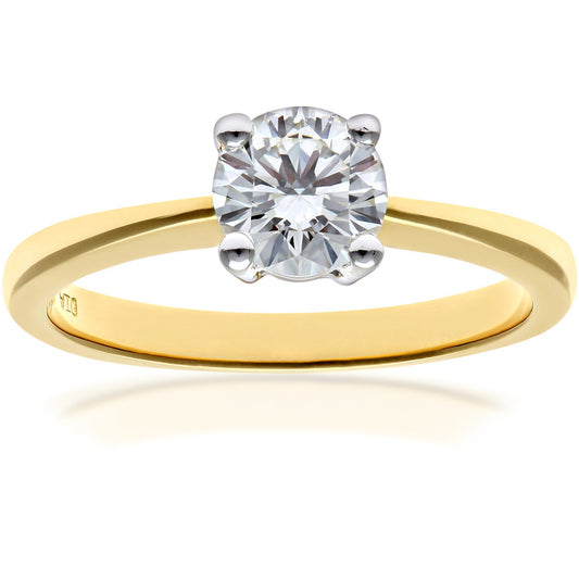 18ct Gold  Round 3/4ct Diamond 4 Claw Solitaire Engagement Ring - PR0AXL4689Y18JPK