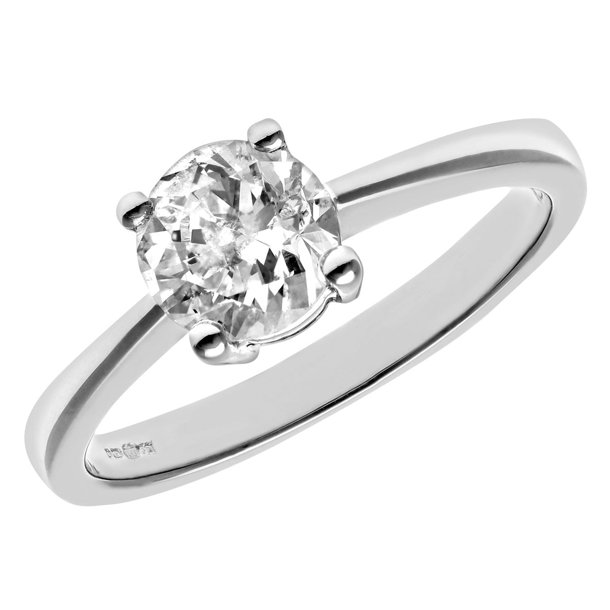 18ct White Gold  1ct Diamond 4 Claw Solitaire Engagement Ring - PR0AXL4690W18HSI