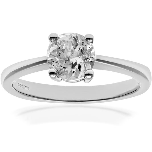 18ct White Gold  1ct Diamond 4 Claw Solitaire Engagement Ring - PR0AXL4690W18HSI