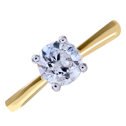 18ct Gold  Round 1ct Diamond 4 Claw Solitaire Engagement Ring - PR0AXL4690Y18JPK
