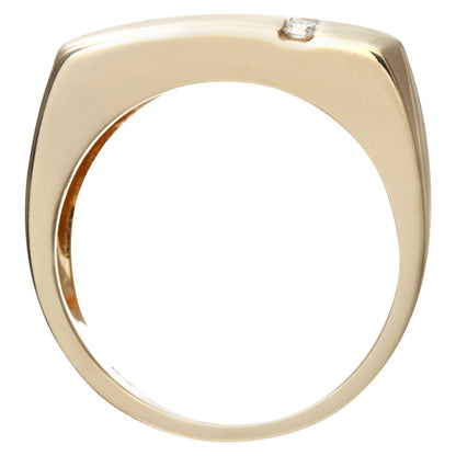 Mens 9ct Gold  10pts Diamond Trilogy Channel Set Signet Ring 7mm - PR0AXL4758Y