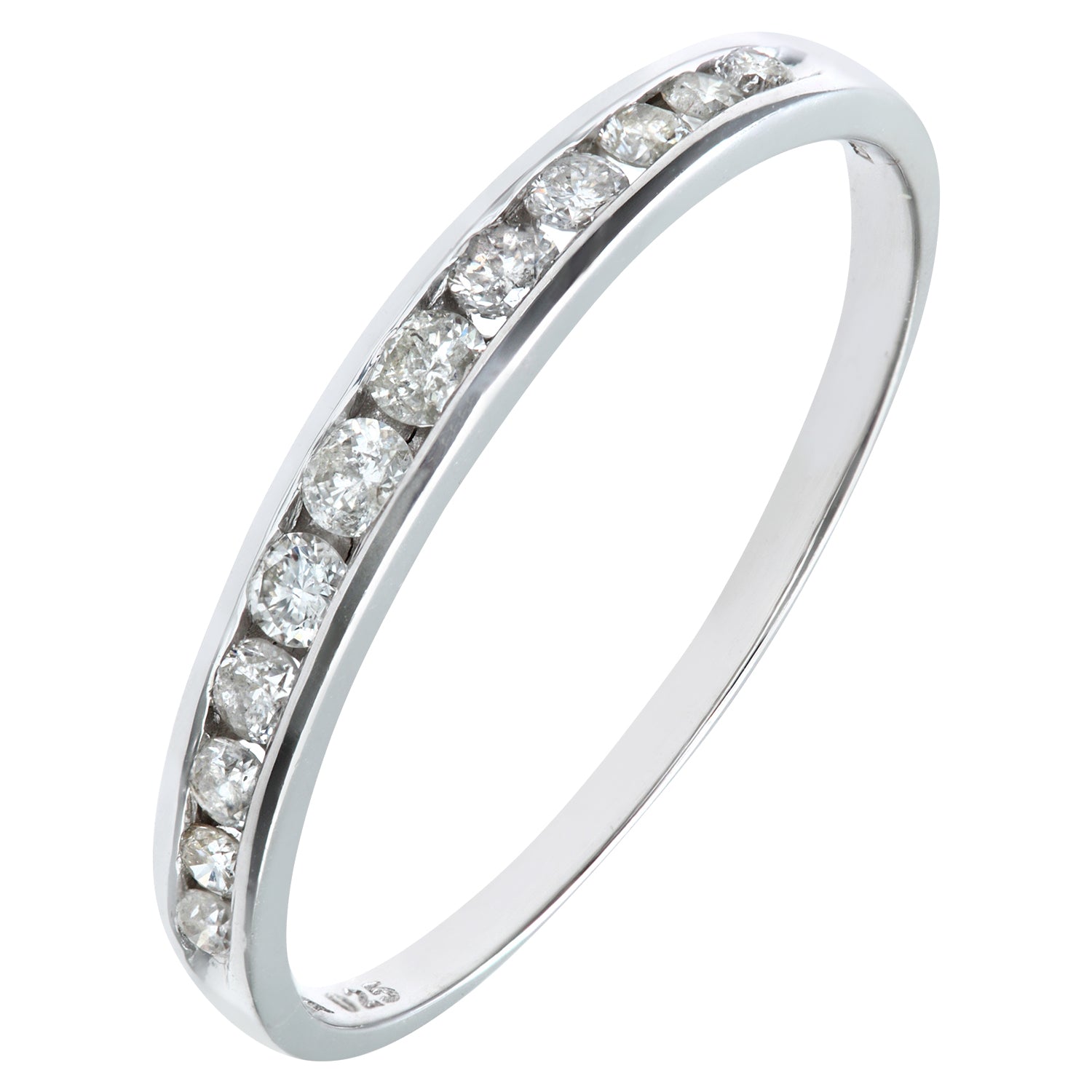 9ct White Gold  1/4ct Diamond Dozen Stone Channel Eternity Ring - PR0AXL4775W