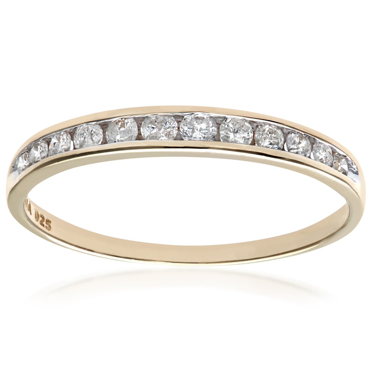 9ct Gold  1/4ct Diamond Dozen Stone Channel Eternity Ring 1.5mm - PR0AXL4775Y