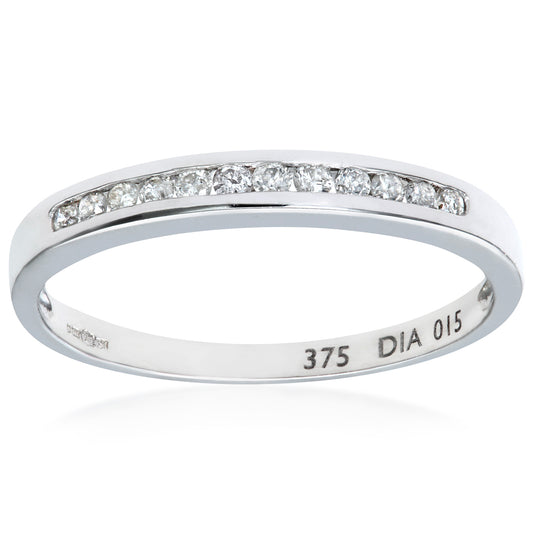9ct White Gold  Diamond Dozen Stone Channel Set Eternity Ring 2mm - PR0AXL4828W