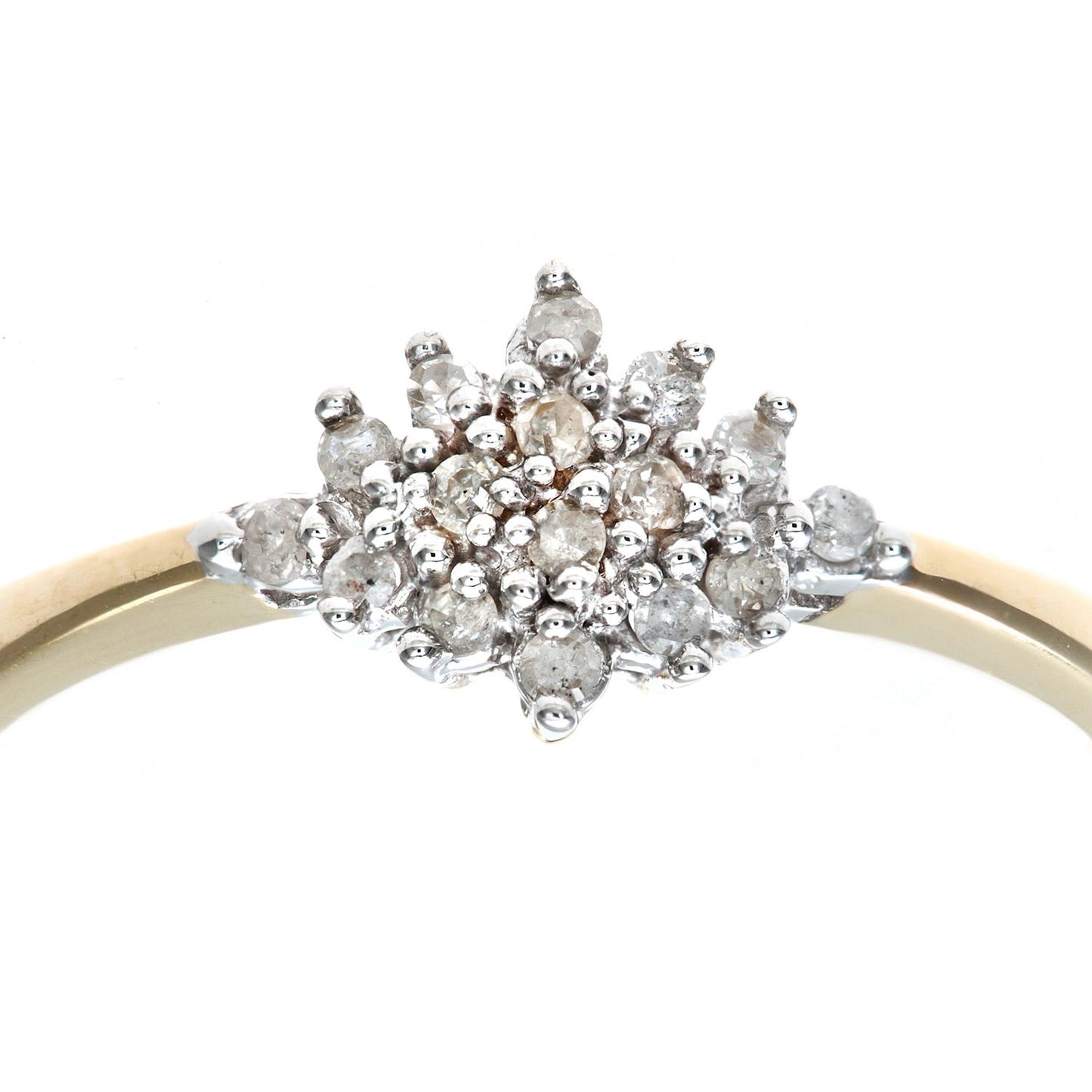 9ct Gold  Round 10pts Diamond Tiered Rhombus Cluster Ring - PR0AXL5085Y